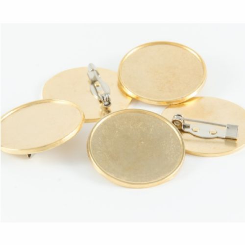 Premium badge round 25mm gold pin clasp & clear dome